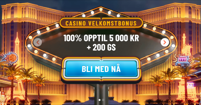 Norsk velkomstbanner for Wyns Casino